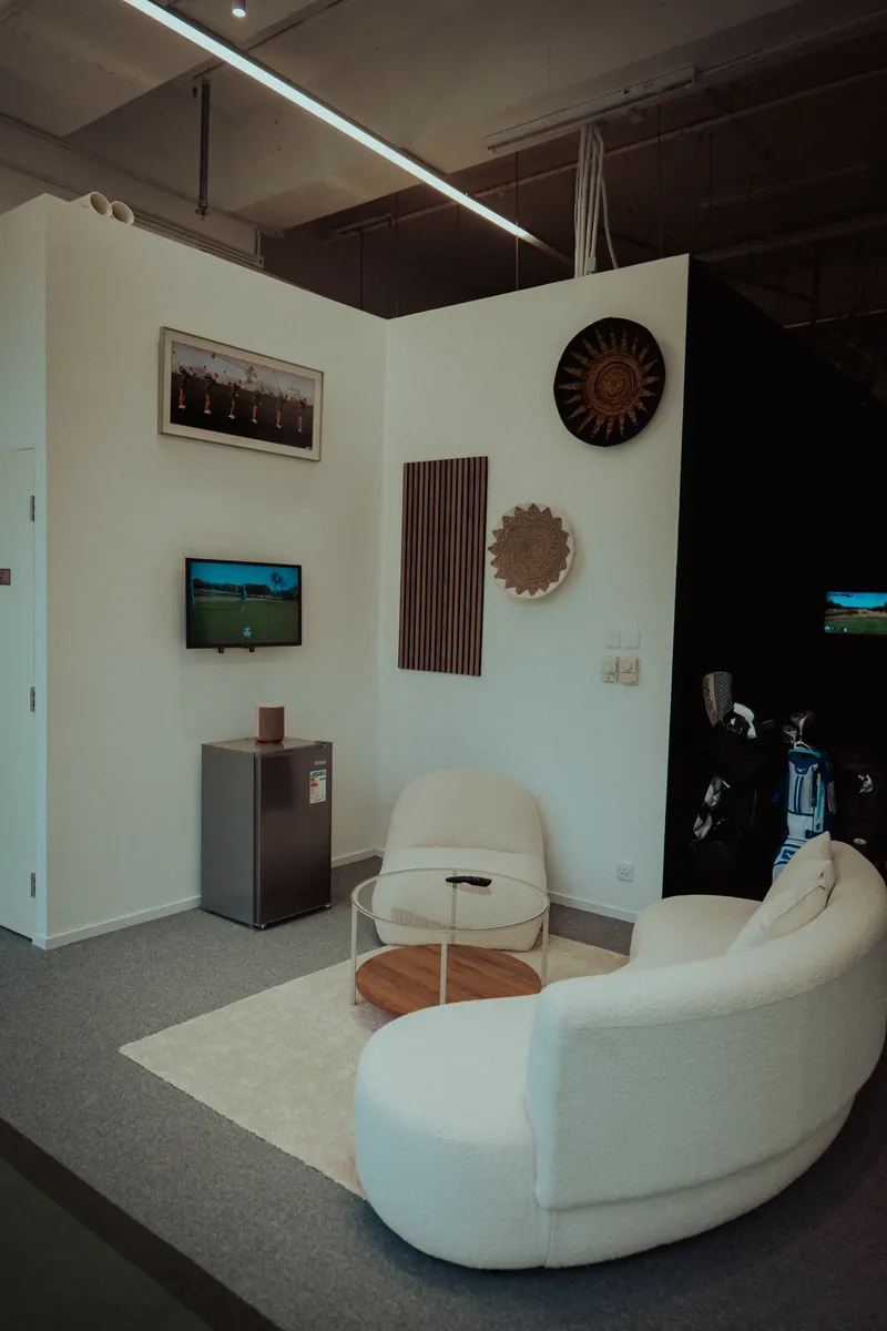 Private lounge seating inside 852 Golf